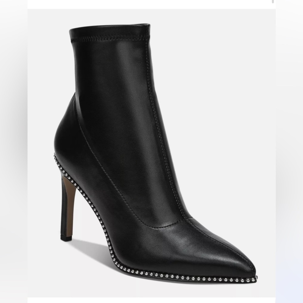 Black Bar III Sock boot heels with silver detailing